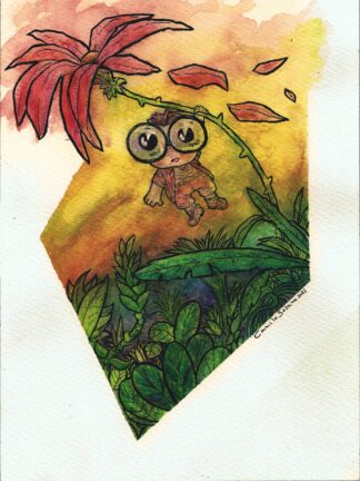 Perdido na Floresta Gigante - Lápis Aquarelável e Nanquim - 31cm X 23cm