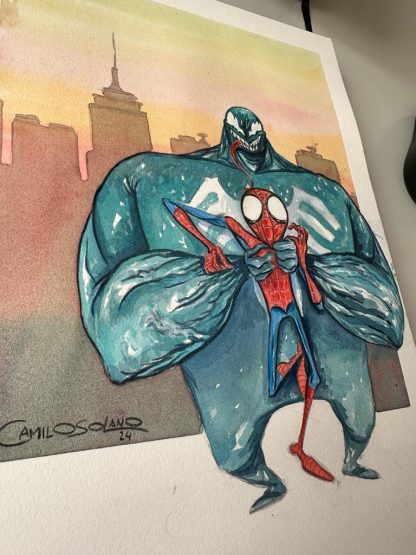 Homem-Aranha Vs. Venom - Aquarela 310mm X 230mm - Imagem 2