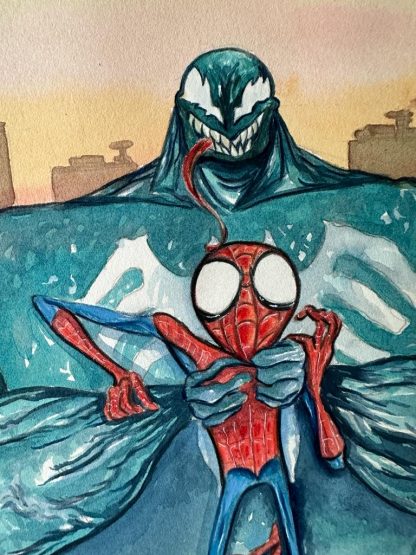 Homem-Aranha Vs. Venom - Aquarela 310mm X 230mm - Imagem 3