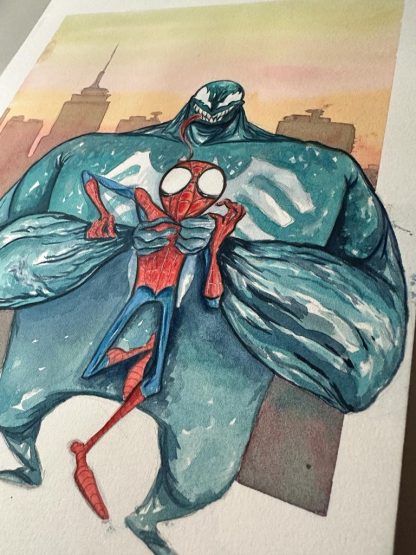 Homem-Aranha Vs. Venom - Aquarela 310mm X 230mm - Imagem 4